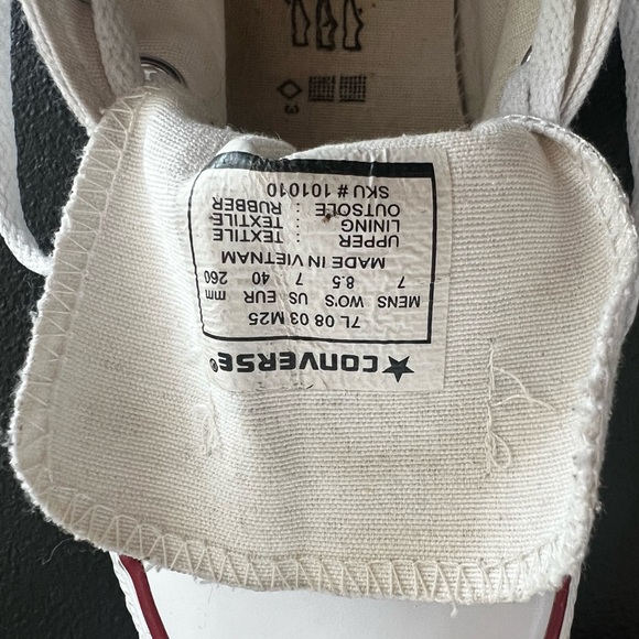 Converse White Lace-Up Sneakers with Red Trim - Picture 6 of 6